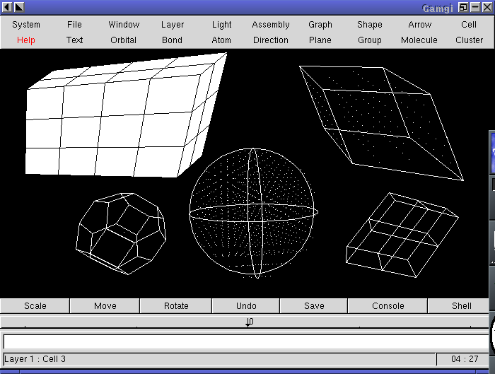 Image showing conventional, primitive, 
Wigner-Seitz, rhombus and sphere cell volumes