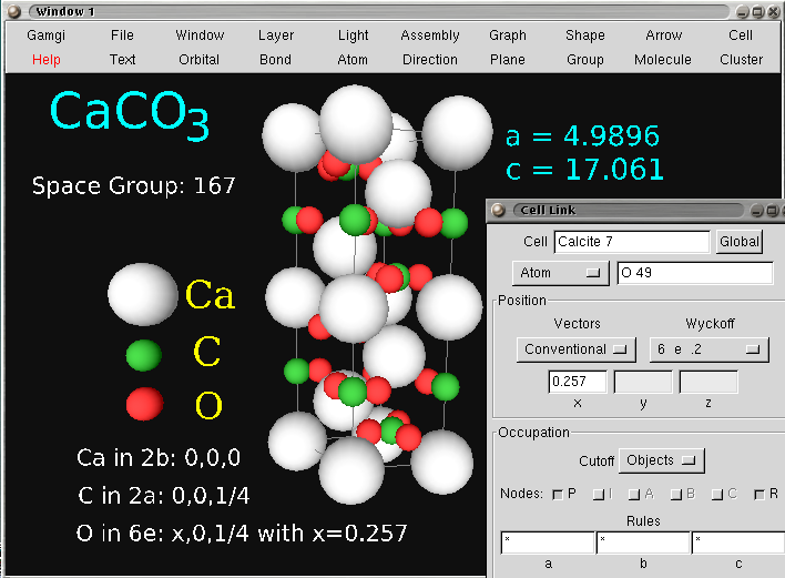 Image showing Calcite (CaCO3) and crystallographic data