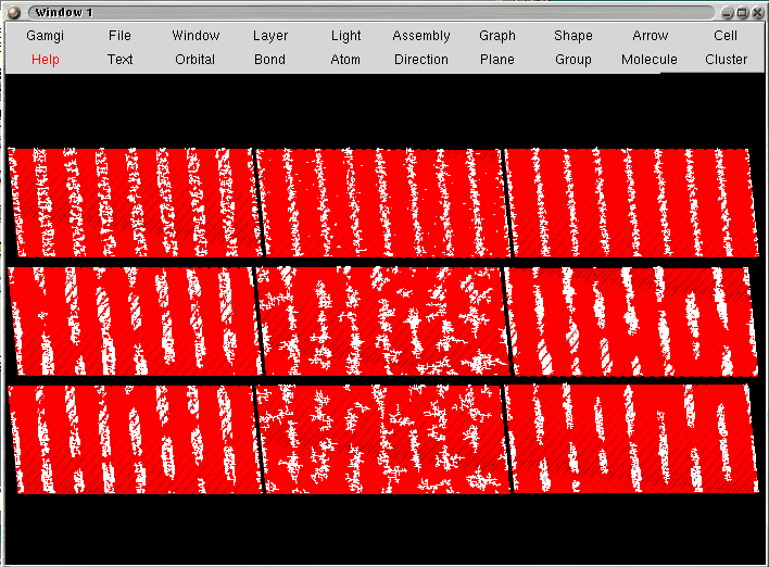 Image showing 9 systems with 396.000 atom spheres after MC simulations